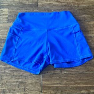Blue Scrunch Shorts with Pockets